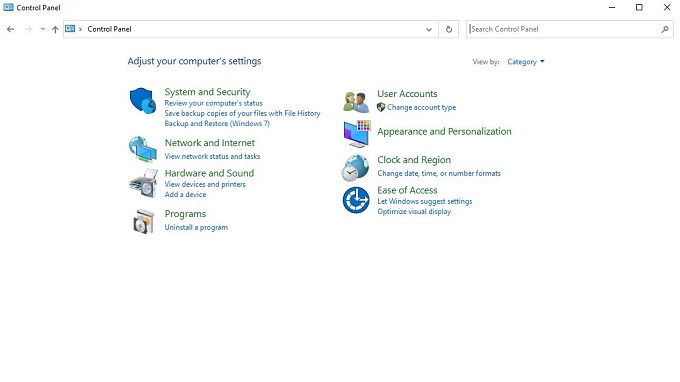 ধাপ ১ঃ কন্ট্রোল প্যানেল (Control Panel)
