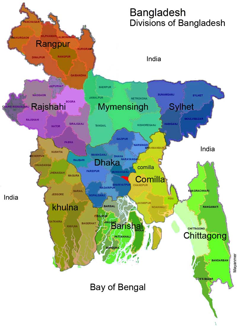 Bangladesh Map Divisions Wise 